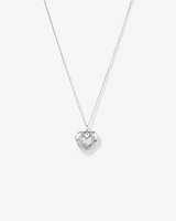 Floral Love Heart Locket Necklace in Sterling Silver