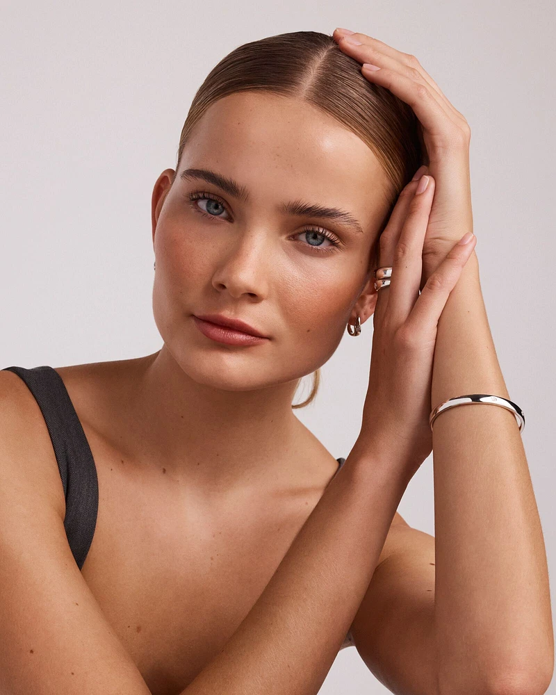 0.45 Carat TW Laboratory-Grown Oval Diamond Bangle in Sterling Silver