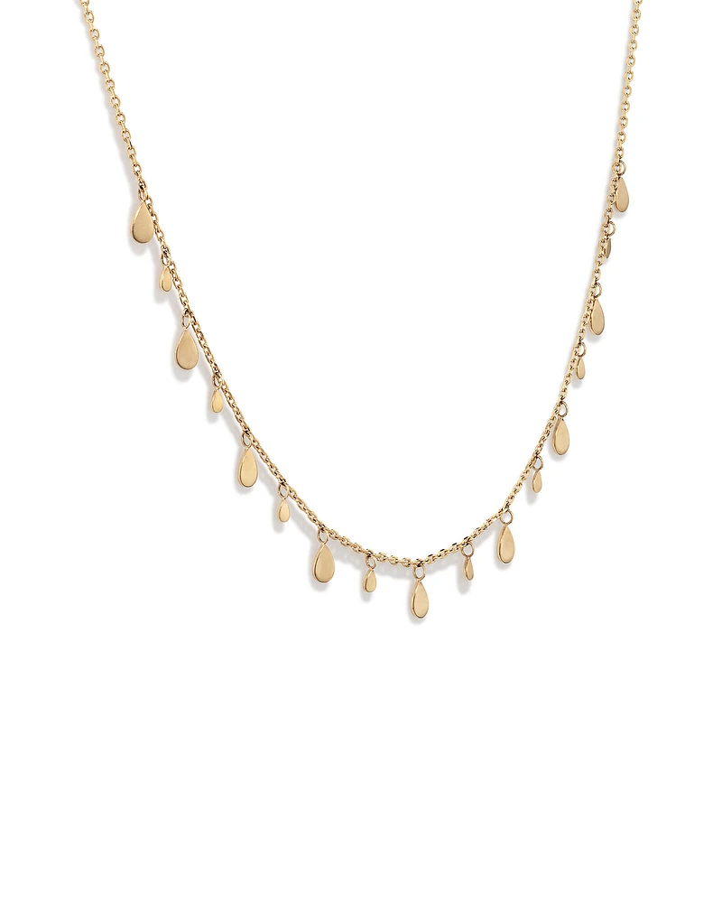Multi Pear Station Necklace in 10kt Yellow Gold