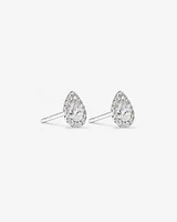 0.45 Carat TW Pear Diamond Halo Stud Earrings in 10kt White Gold