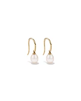 Drop Earrings with Cultured Freshwater Pearl in 10kt Yellow Gold