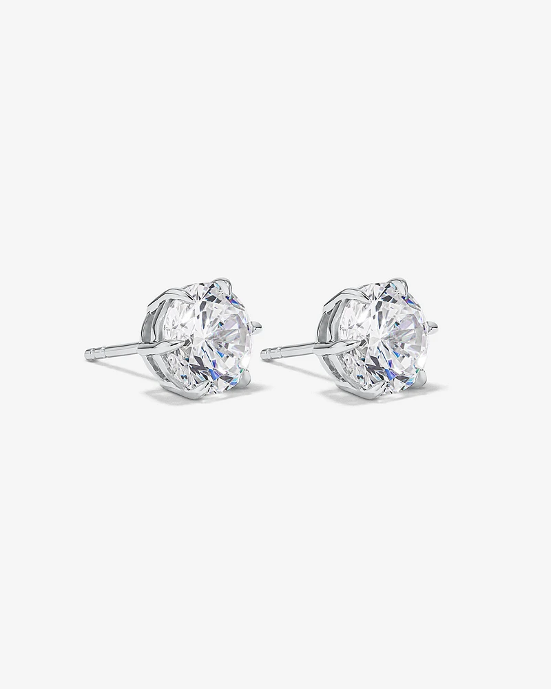 9.5mm Round Brilliant Cubic Zirconia Stud Earrings in Sterling Silver