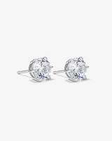 9.5mm Round Brilliant Cubic Zirconia Stud Earrings in Sterling Silver