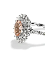 Morganite Lacy Halo Ring with .50TW of Diamonds in 10kt White Gold