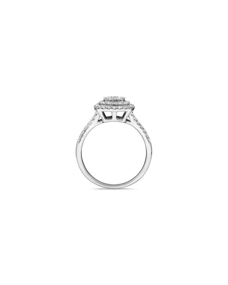 0.65 Carat TW Cushion Cluster Halo Diamond Ring in 10kt White Gold
