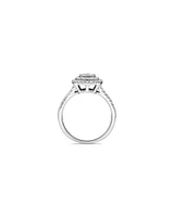0.65 Carat TW Cushion Cluster Halo Diamond Ring in 10kt White Gold