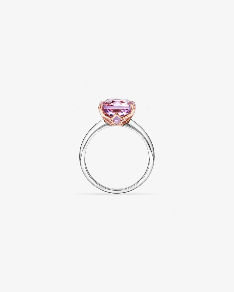Ring with Rose Amethyst in Sterling Silver & 10kt Rose Gold