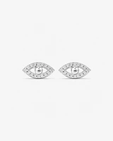 Evil Eye Stud Earrings with Cubic Zirconia in Sterling Silver