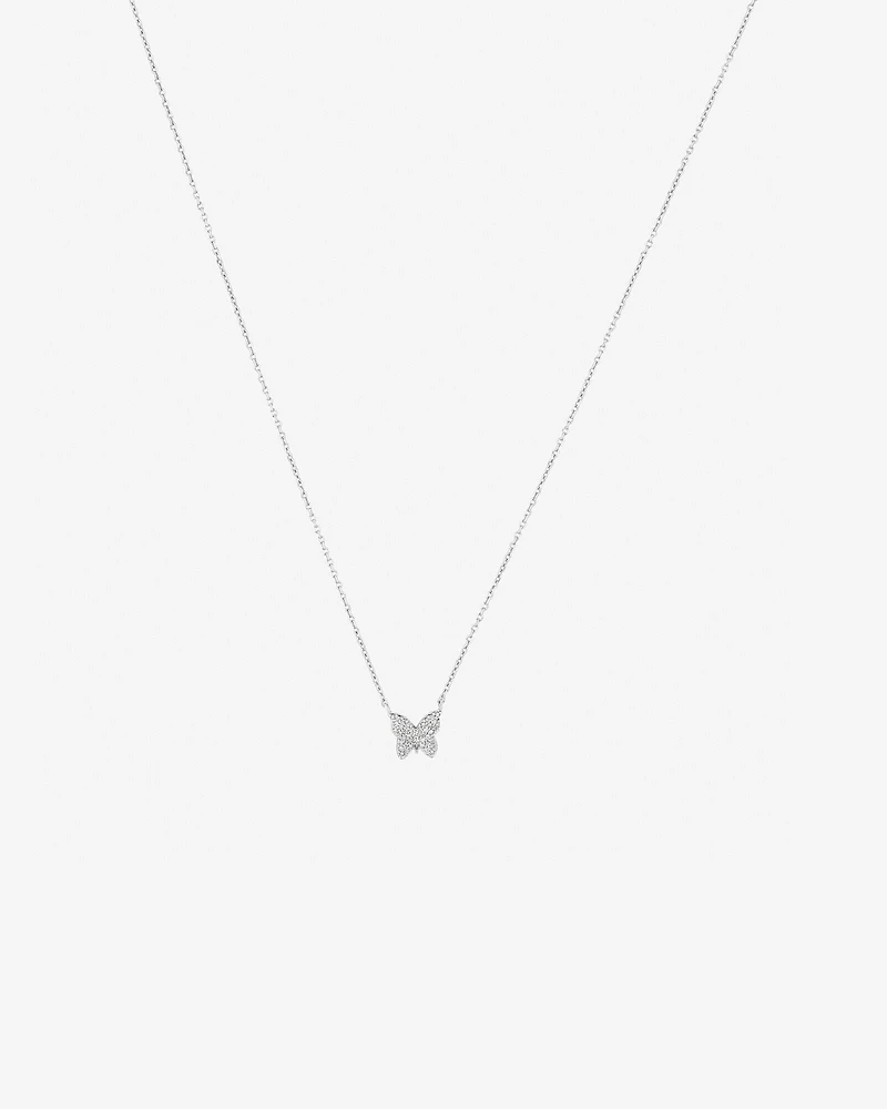 Butterfly Necklace with Diamonds in Sterling Silver