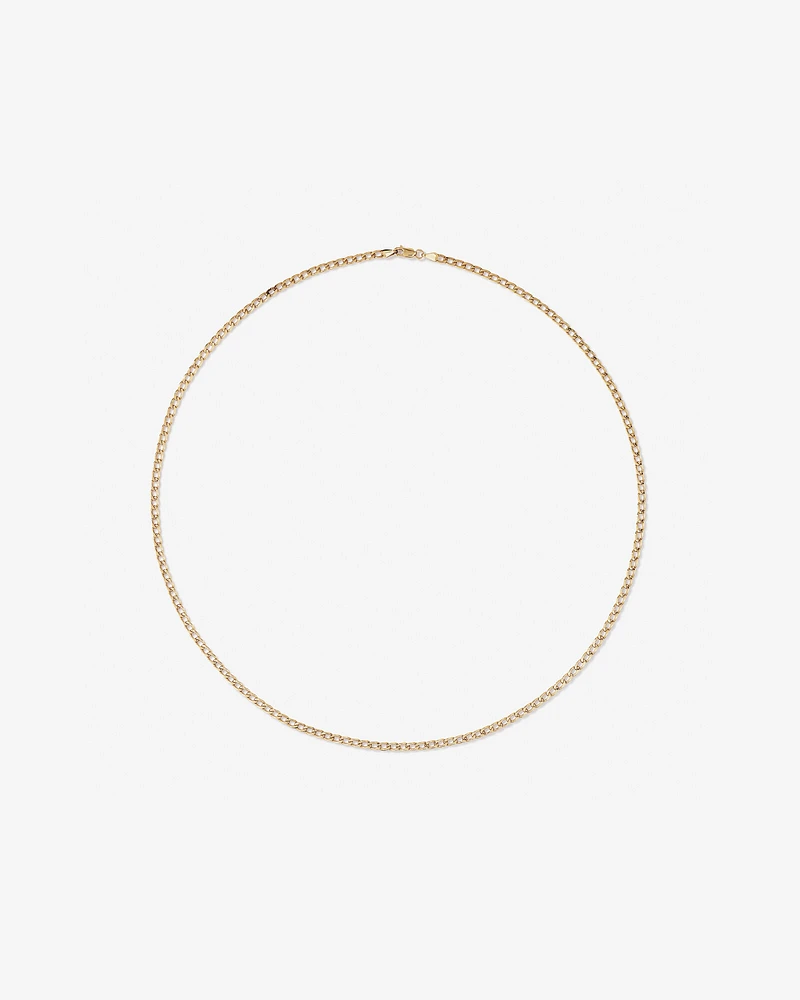 55cm (22") 3mm-3.5mm Width Hollow Curb Chain in 10kt Yellow Gold
