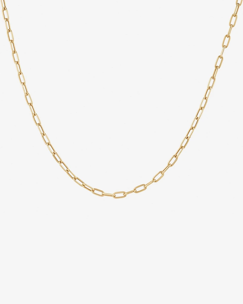 Chaîne à maillons trombone creux en or jaune 10 K de 45 cm, largeur de 3,5 mm
