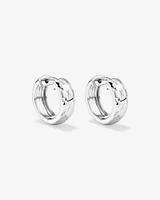 Diamond Cut Texture Huggie Hoop Earrings in Sterling Silver