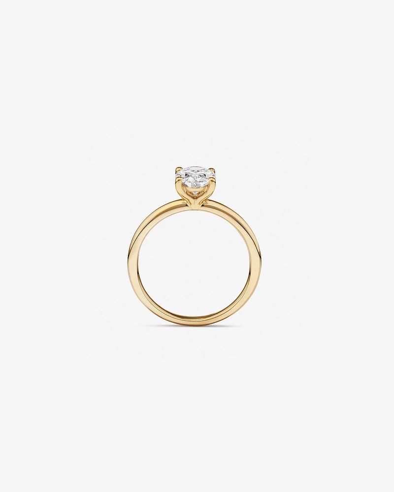 Bague De Fiançailles Solitaire En Diamant De Laboratoire Ovale De 1,25 Carat Poids Total En Or Jaune Et Blanc 14 Carats