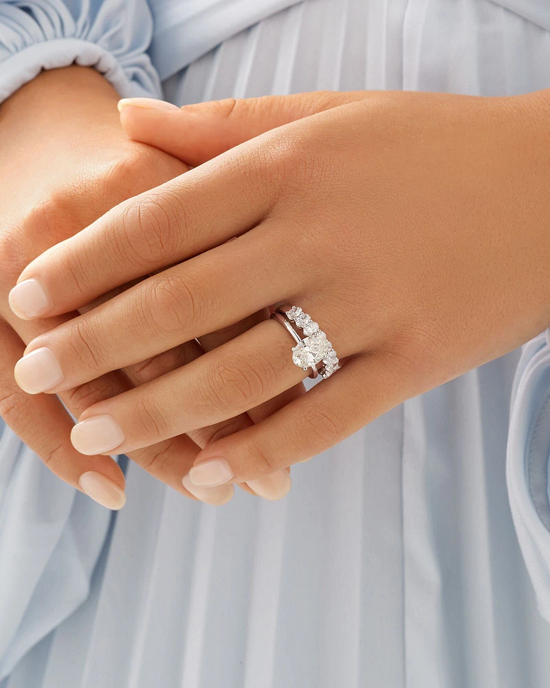 1.17 Carat TW Oval Laboratory-Grown Diamond Wedding Ring in 14kt White Gold