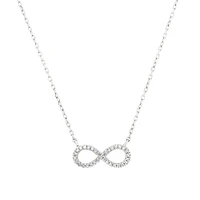 Infinity Necklace with Diamonds in Sterling Silver
