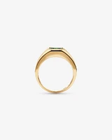 Bezel Set Green Sapphire Gemstone Solitaire Men's Ring in 10kt Yellow Gold