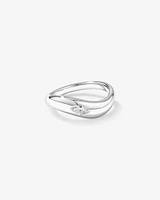 0.20 Carat TW Laboratory-Grown Marquise Diamond Swirl Ring in Sterling Silver