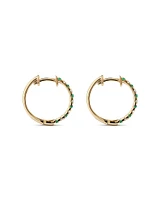 0.22 Carat TW Diamond and Created Emerald Huggie Hoop Earrings in 10kt Yellow Gold
