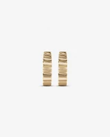Ribbed Huggie Hoop Earrings in 10kt White Gold