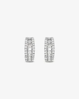 1.00 Carat TW Diamond Dot Dash Huggie Earrings in 14kt White Gold
