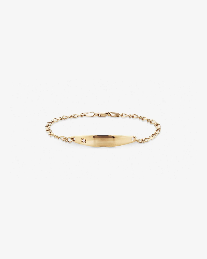 14cm (6") Baby Identity Bracelet with Pink Cubic Zirconia in 10kt Yellow Gold
