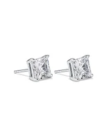 7mm Princess Cubic Zirconia Stud Earrings in Sterling Silver