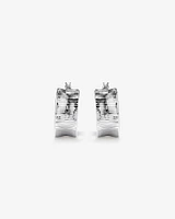 8mm Ribbed Flare Hoop Huggie Earrings in Sterling Silver