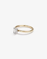 0.31 Carat TW Emerald Cut Diamond Halo Engagement Ring in 14kt Yellow and White Gold