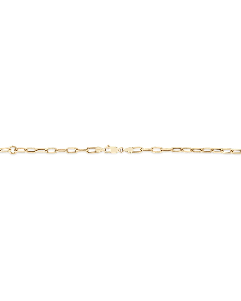 Chaîne à maillons trombone creux en or jaune 10 K de 45 cm, largeur de 3,5 mm