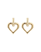 Open Heart Drop Stud Earrings in 10kt Yellow Gold