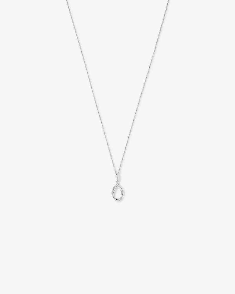 Cubic Zirconia Interlaced Oval Pendant Necklace in Sterling Silver