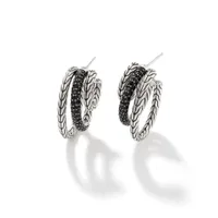 Carved Chain Triple Hoop Earrings