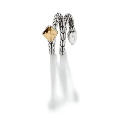 Classic Chain Hammered Coil Ring