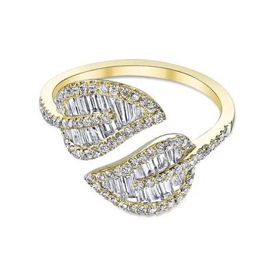 18KYG Small Leaf Diamond Ring size 7