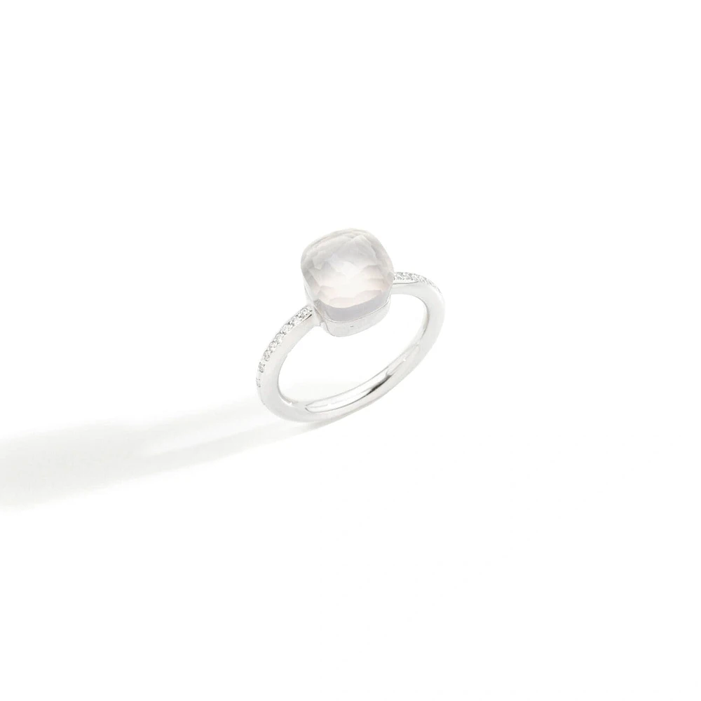 Petite Nudo MNG Milky Quartz Diamond Ring Size 7.75