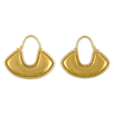 Granulated Boat-Shape Small Hoop Earrings