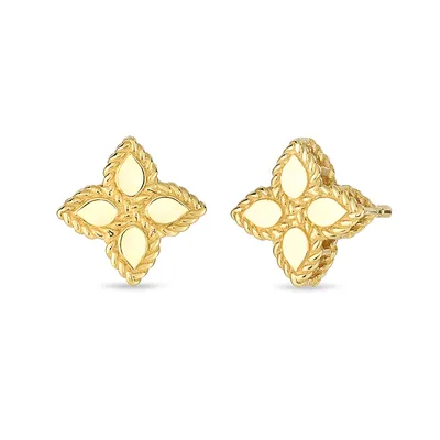 Princess Flower Yellow Gold Small Stud Earrings