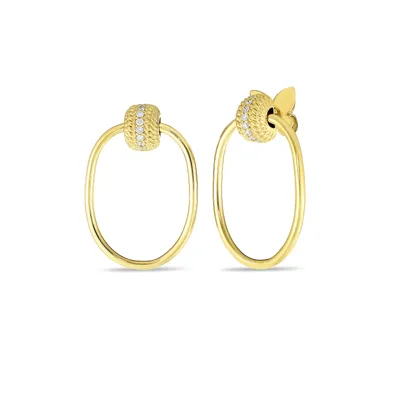 Opera Yellow Gold Diamond Textured Doorknocker Earrings