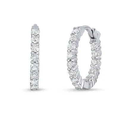 Inside Outside Diamonds Petite White Gold Hoop Earrings