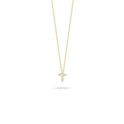 Tiny Treasures Gold with Diamond Accents Baby Cross Necklace Length 16"" adjustable to 18