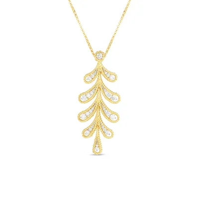 Byzantine Barocco Two-Tone with Diamonds Laurel Leaf Necklace
