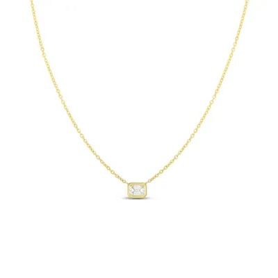 Diamonds by the Inch Yellow Gold Emerald Cut Diamond Single Station Necklace Length 17"