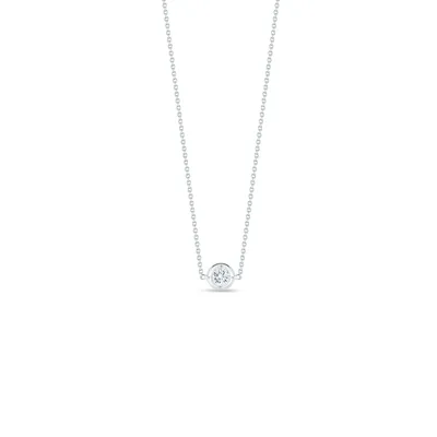 Diamonds by the Inch White Gold 0.10 Carats Single Station Necklace Length 16"" adjustable to 18""