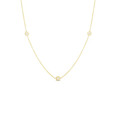 Diamonds by the Inch Rose Gold 0.15 Carats Three Station Chain Necklace Length 16" adjustable to 18"