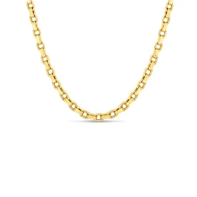 Designer Gold 5mm X 3mm Square Link Chain Necklace Length 7"