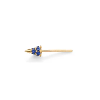 Stud Club Blue Sapphire Single Cone Stud Earring