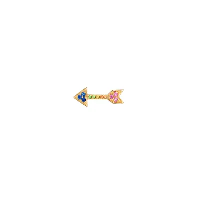 Stud Club Rainbow Sapphire & Tsavorite Single Arrow Stud Earring