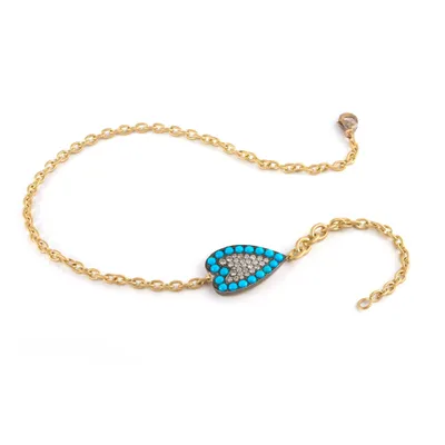 Turquoise Heart Double Wrap Bracelet