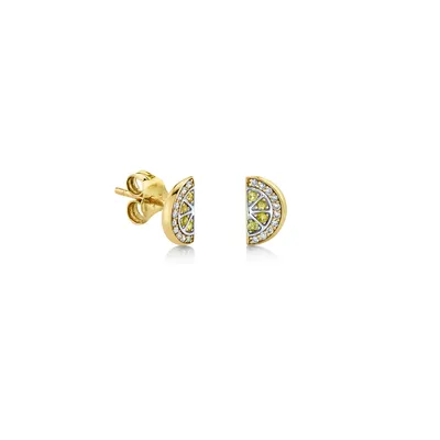 Gold and Diamond Citrus Slice Stud