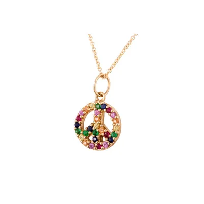 Gold and Rainbow Peace Sign Charm
